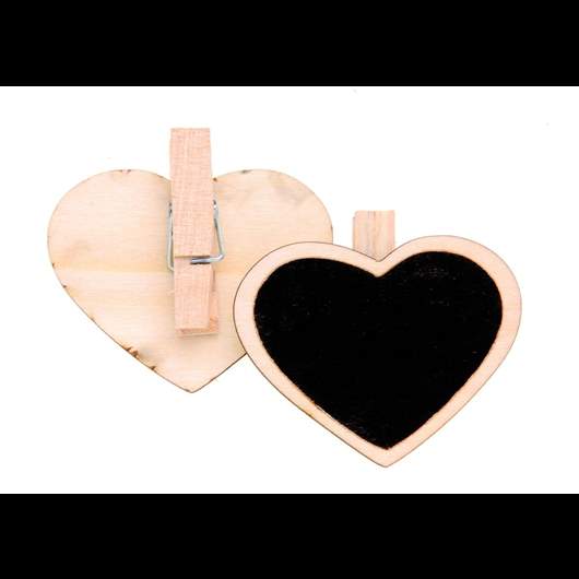 Ardoise en forme de coeur avec pinces 5x4,6cm